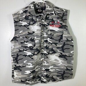 Mens USA Biker Design Gray Camo Shirt Vest 2005 Bike Week Daytona Beach FL XL